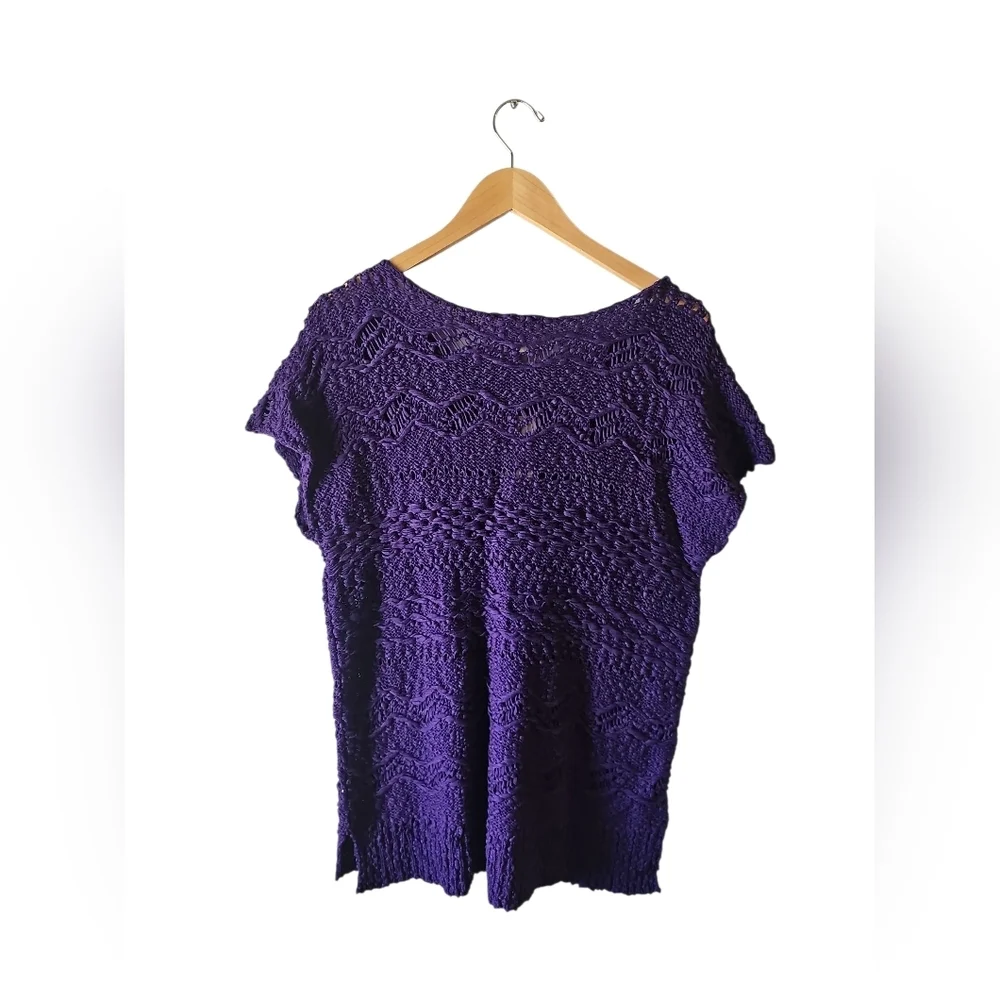 Chicos 2 Portrait Pullover Sweater Sz 12 Large African Purple New With Tags $89